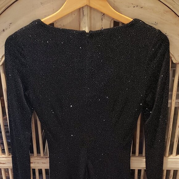 Beautiful Vintage Cache Black Sparkle Evening Cocktail Party Dress - Picture 10 of 13